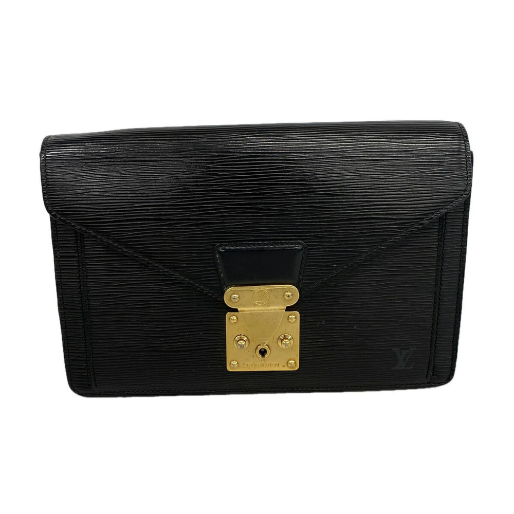 Louis Vuitton Epi Leather Clutch Bag, Pochette Sellier Dragonne, M52612, Noir...